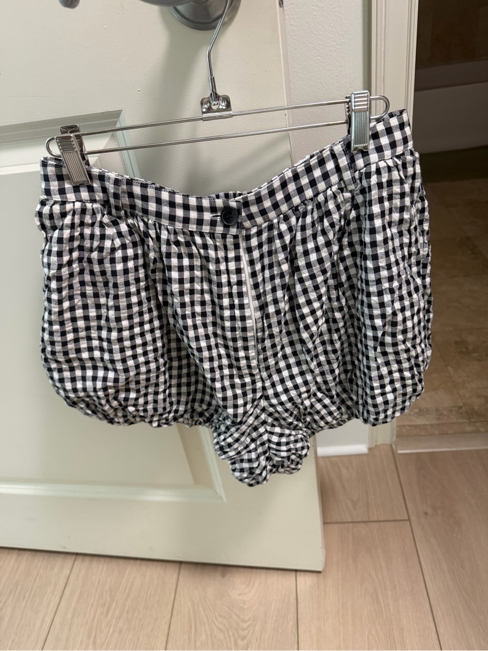 Black and White Gingham Women’s Bubble Shorts